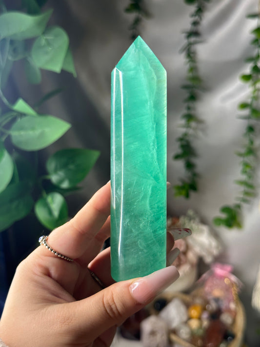 “Baja Blast” Green Fluorite Tower