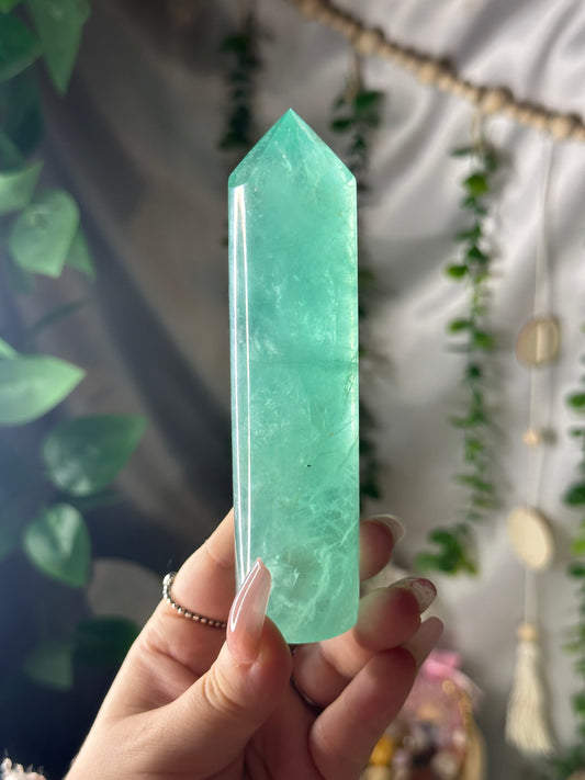 “Baja Blast” Green Fluorite Tower