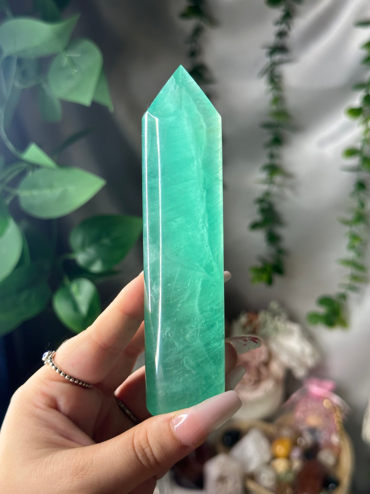 “Baja Blast” Green Fluorite Tower