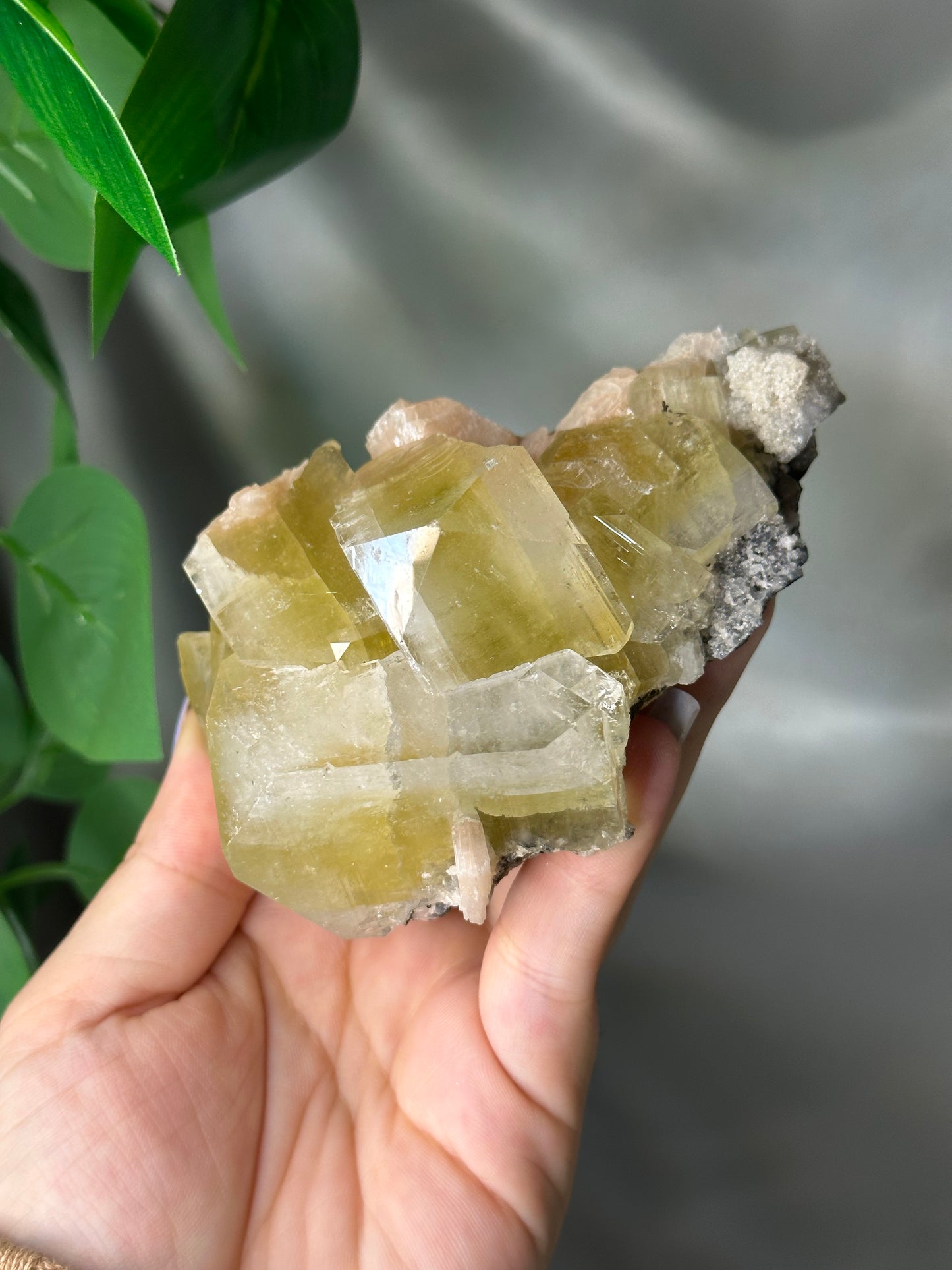 Green Cubic Apophyllite with Peach Stilbite