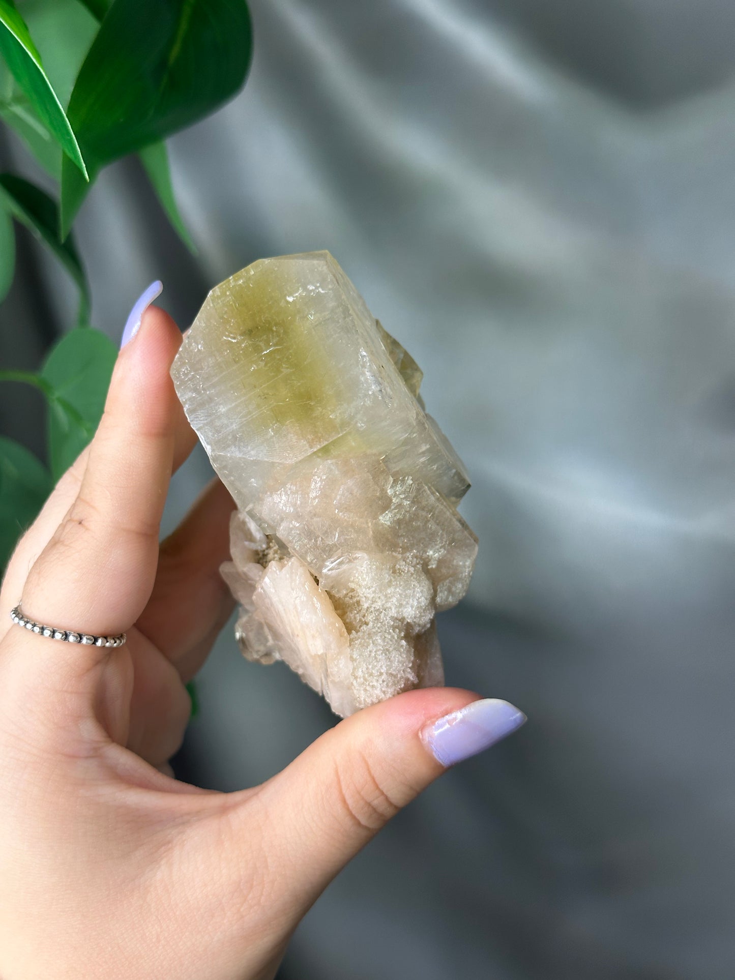 Green Cubic Apophyllite on Peach Stilbite with Chalcedony