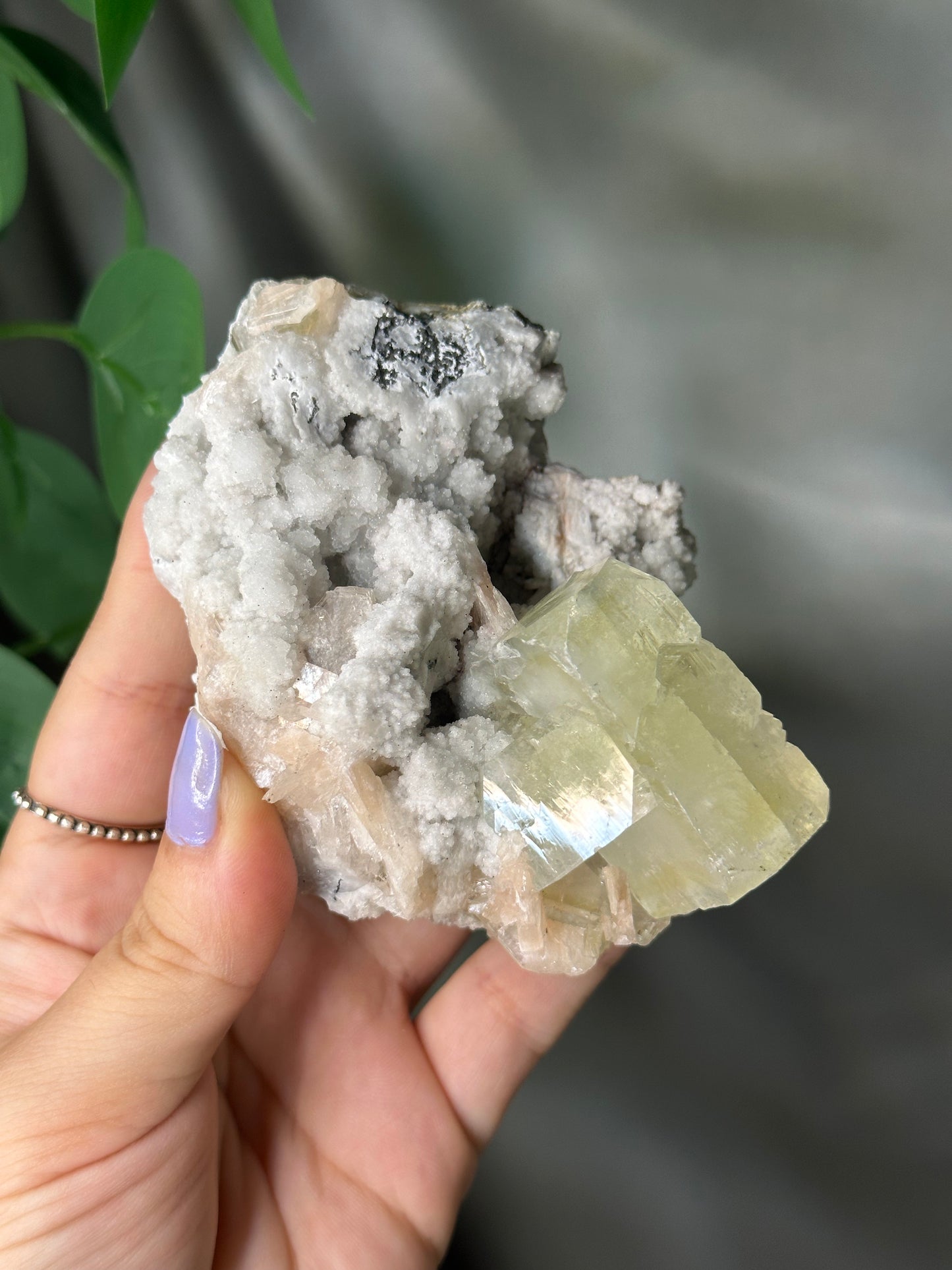 Green Cubic Apophyllite with Peach Stilbite on Chalcedony