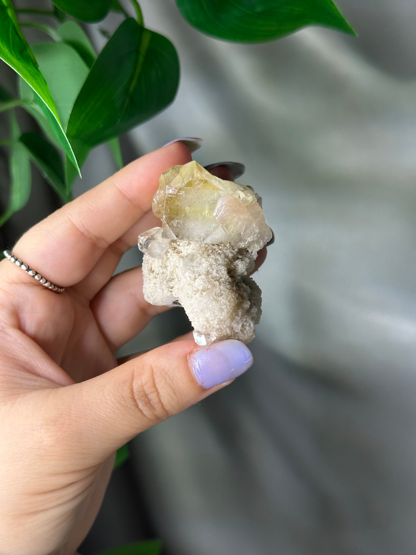 Green Cubic Apophyllite with Peach Stilbite and Chalcedony