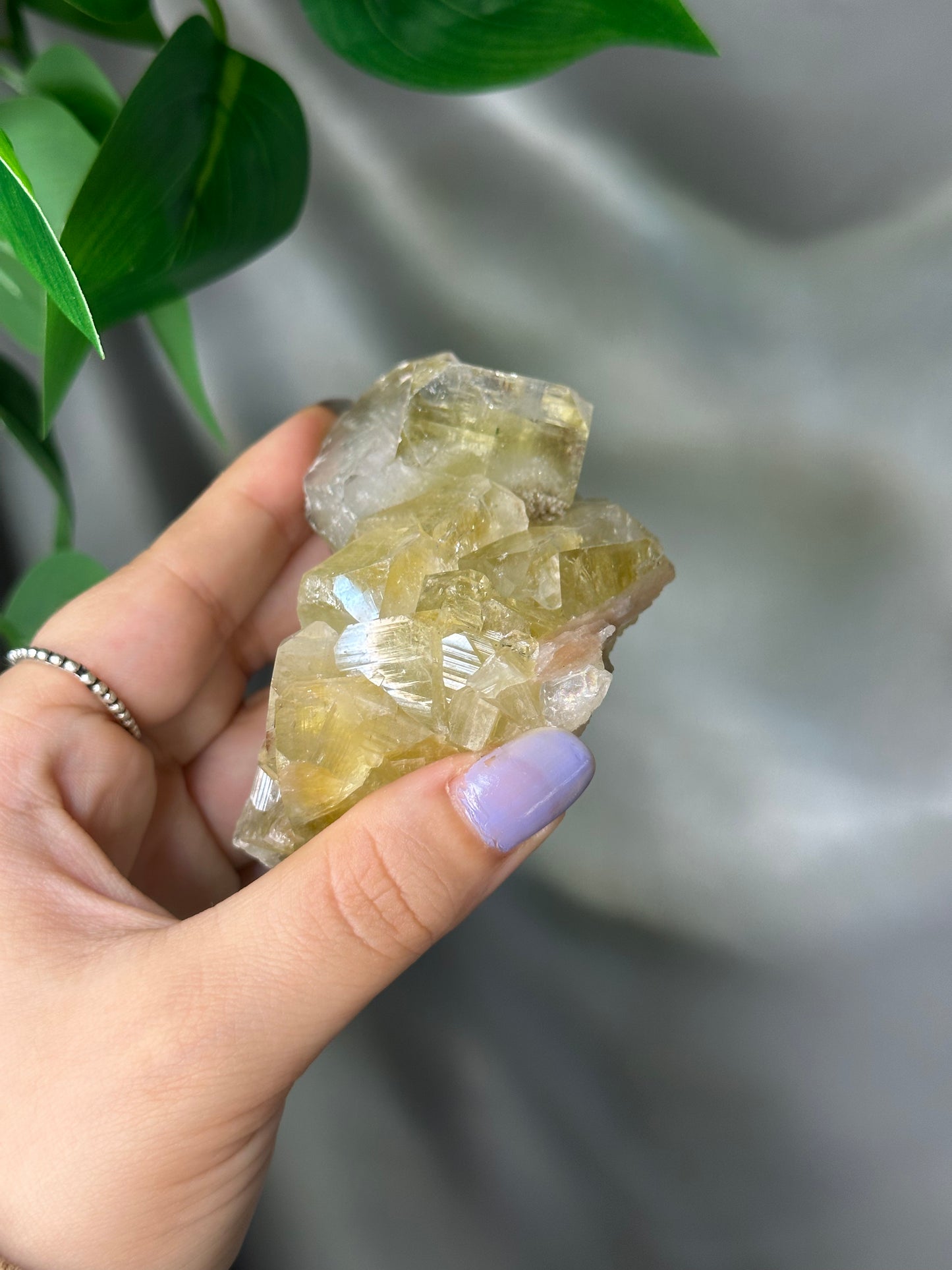 Green Cubic Apophyllite Cluster with Peach Stilbite