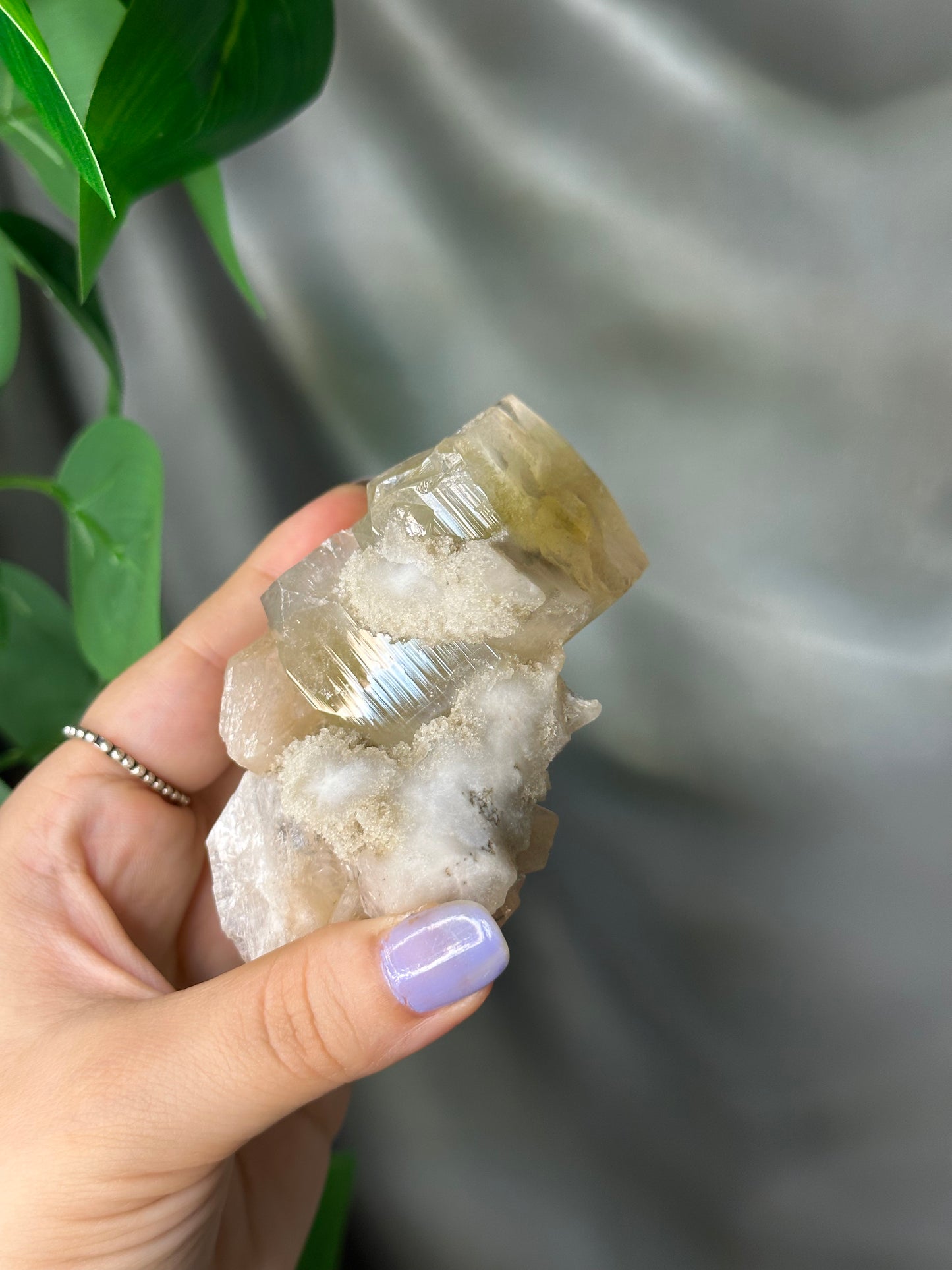 Green Cubic Apophyllite on Peach Stilbite with Chalcedony