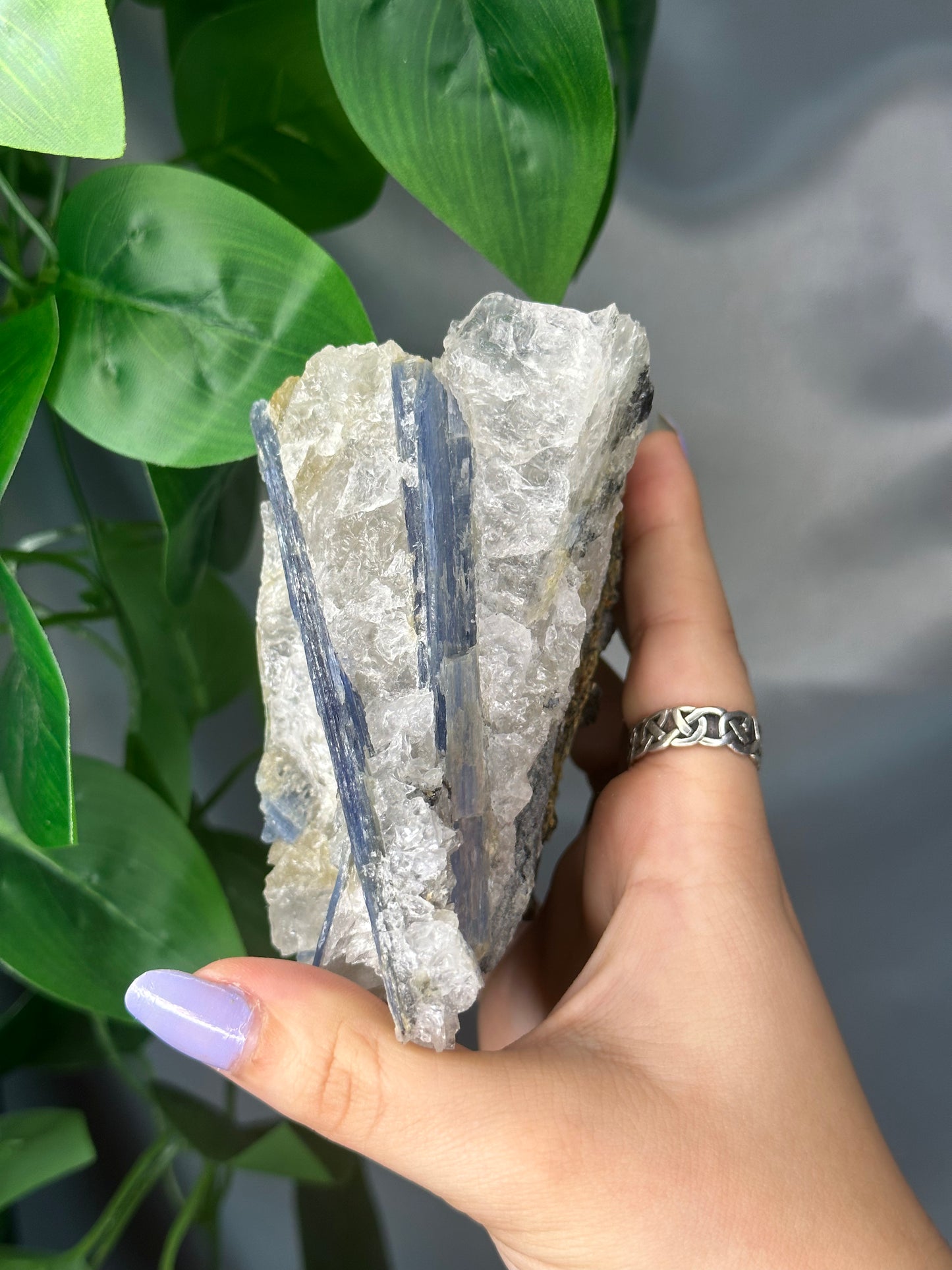 Raw Blue Kyanite & Quartz Cluster with Iron & Garnet Inclusions