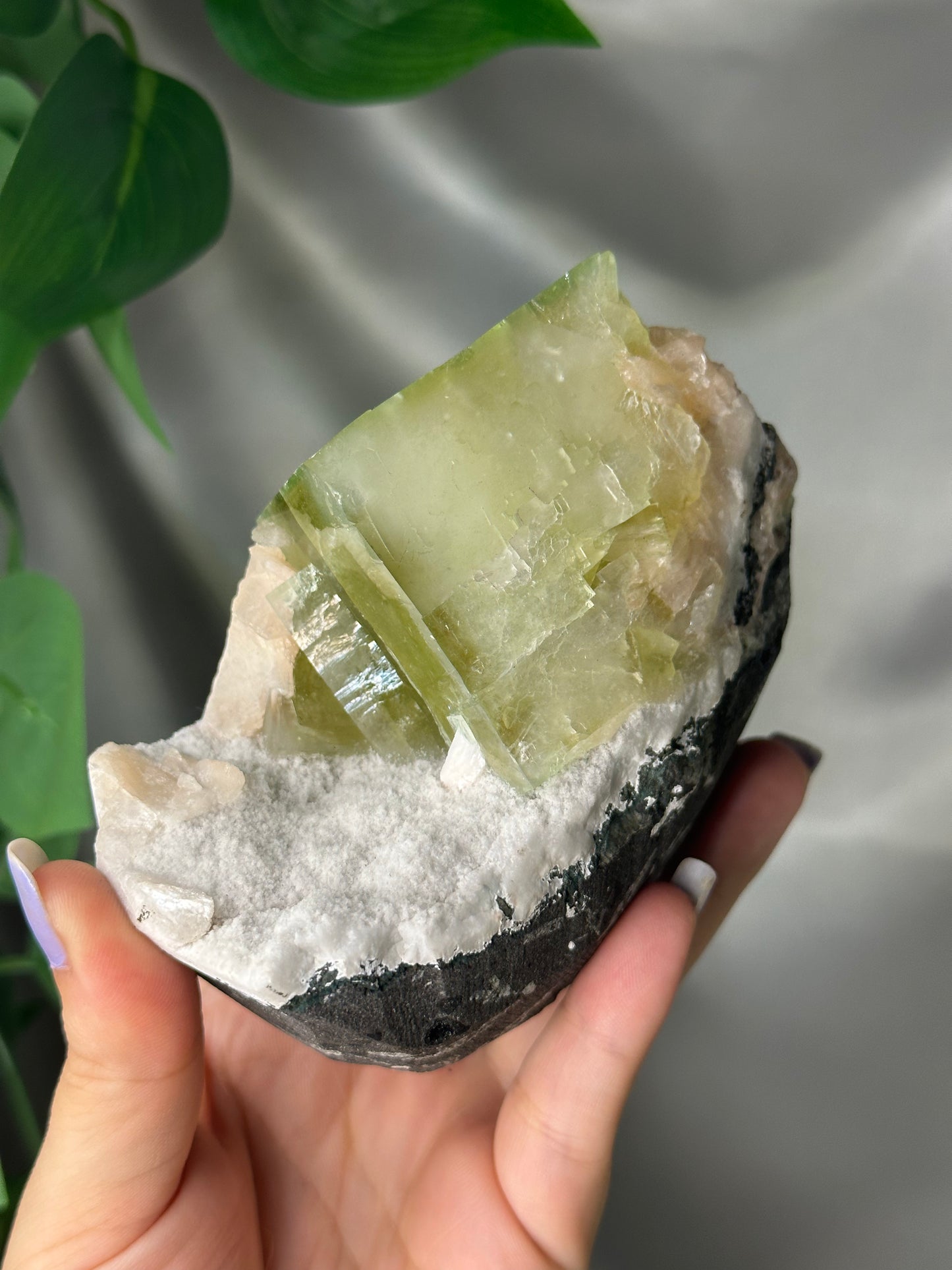 Green Cubic Apophyllite with Peach Stilbite on Chalcedony