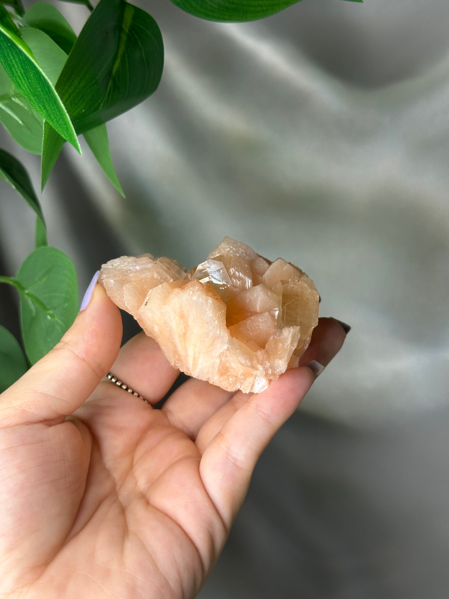 Green Cubic Apophyllite on Peach Stilbite