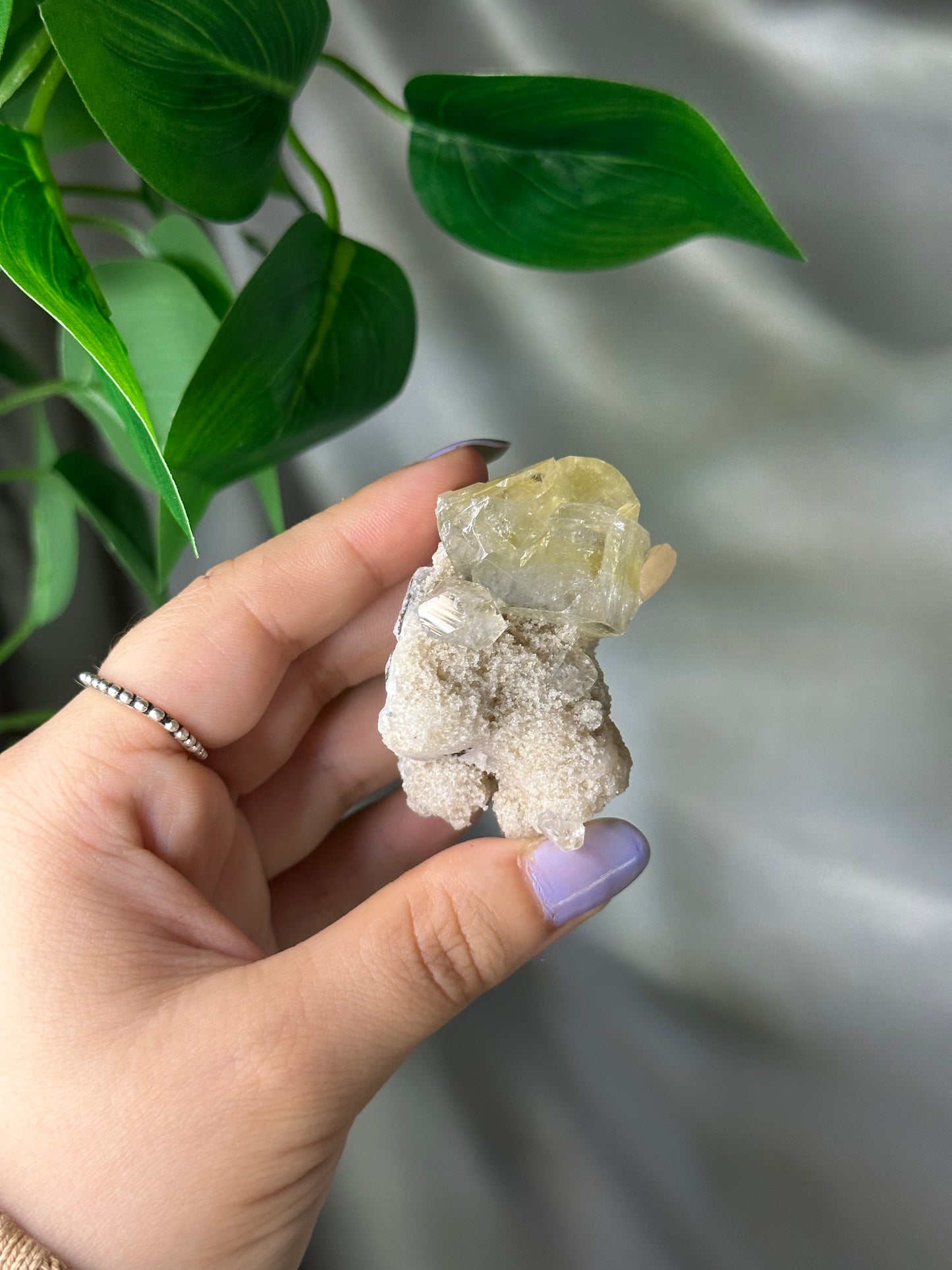 Green Cubic Apophyllite with Peach Stilbite and Chalcedony