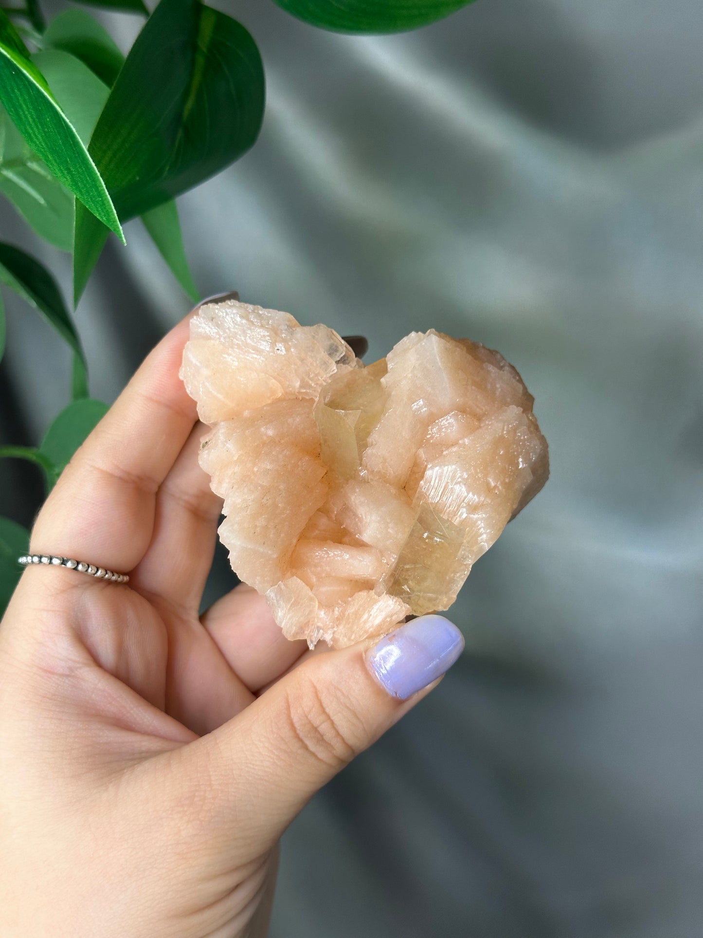 Green Cubic Apophyllite on Peach Stilbite