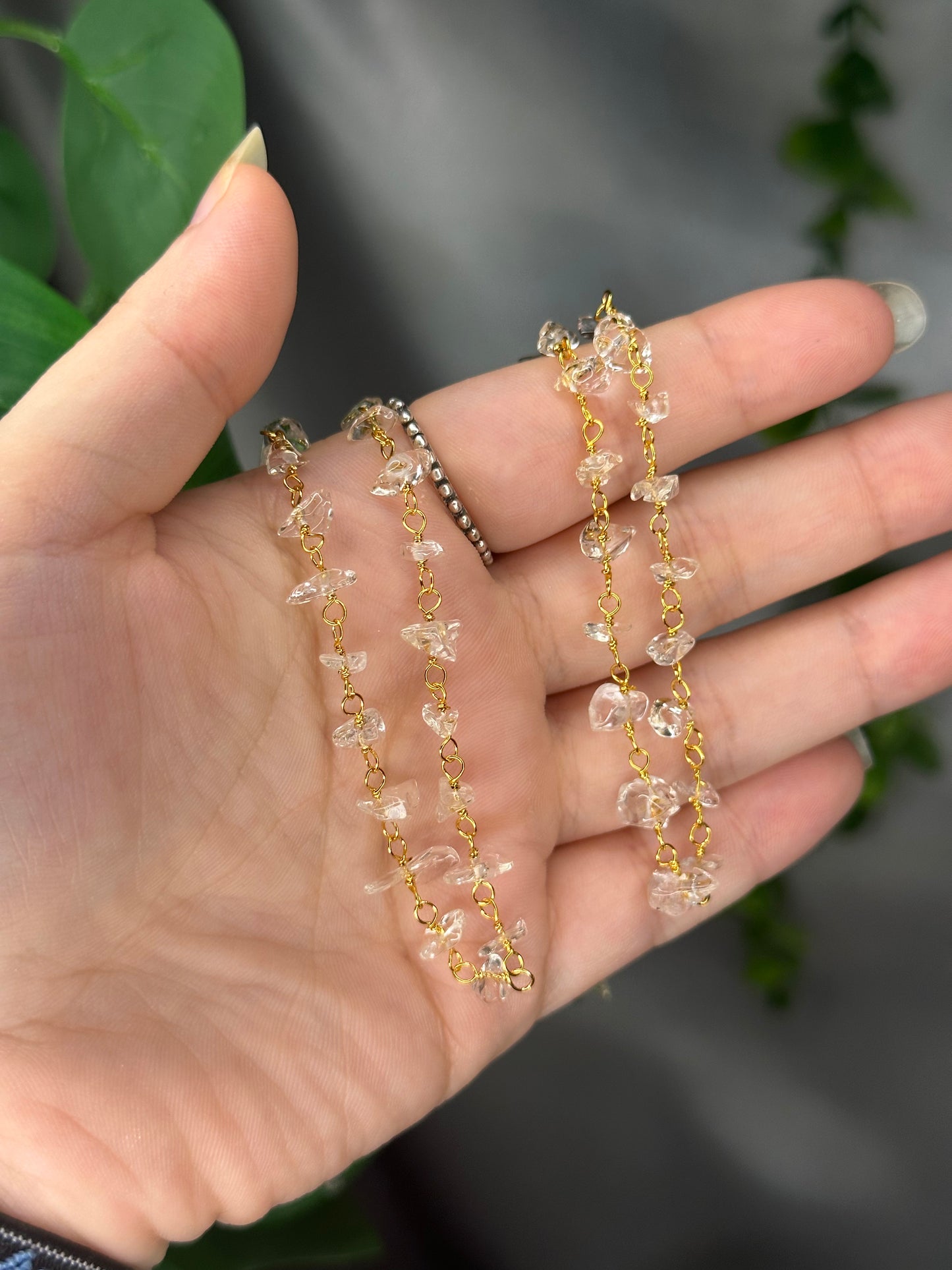 Dainty Gold Clear Quartz Necklaces