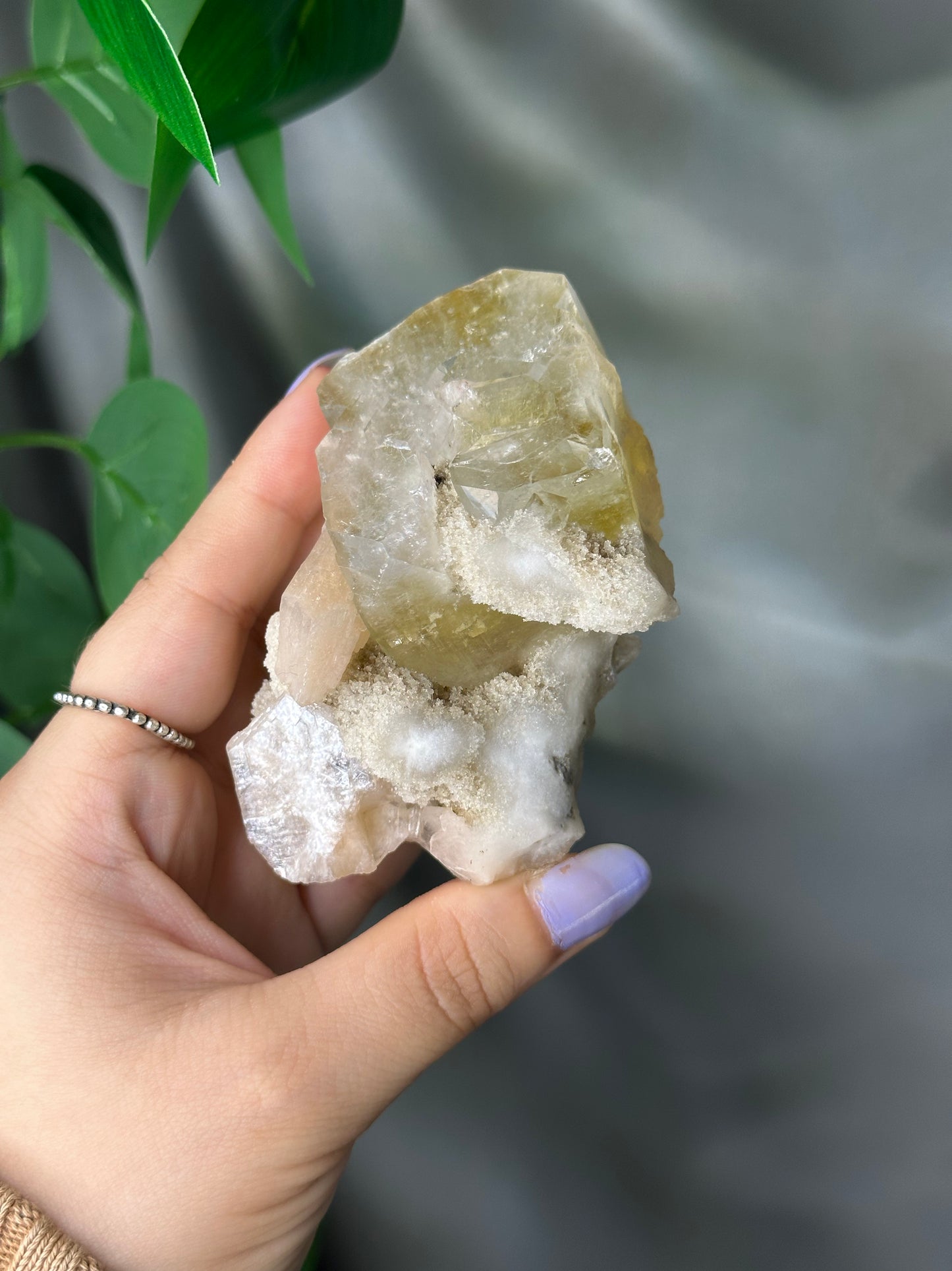 Green Cubic Apophyllite on Peach Stilbite with Chalcedony