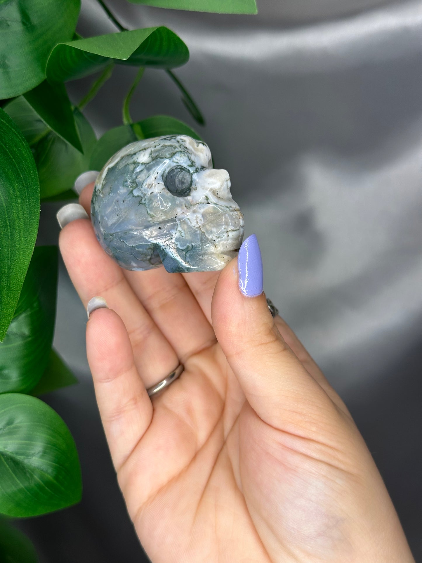 Moss Agate Skull