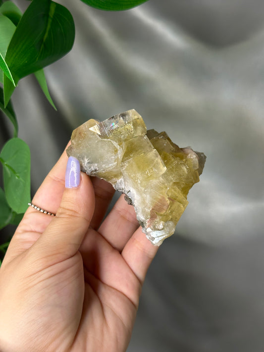 Green Cubic Apophyllite Cluster with Peach Stilbite