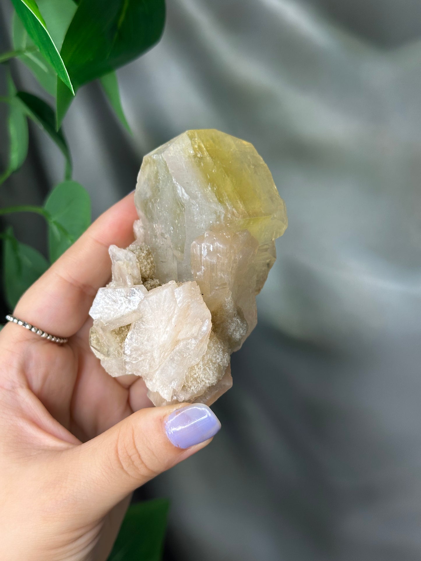 Green Cubic Apophyllite on Peach Stilbite with Chalcedony