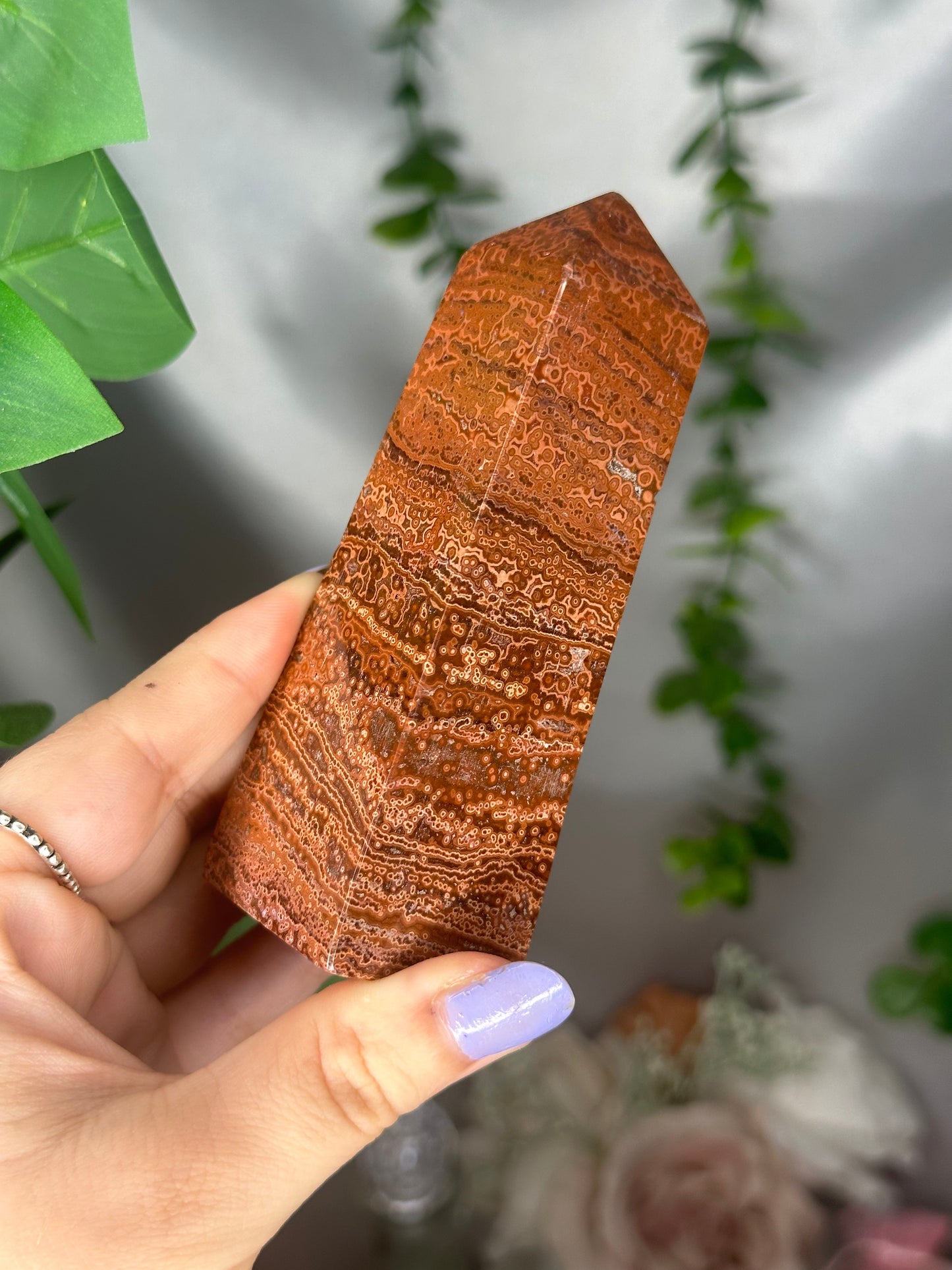 Deep Red Orbicular Jasper Tower