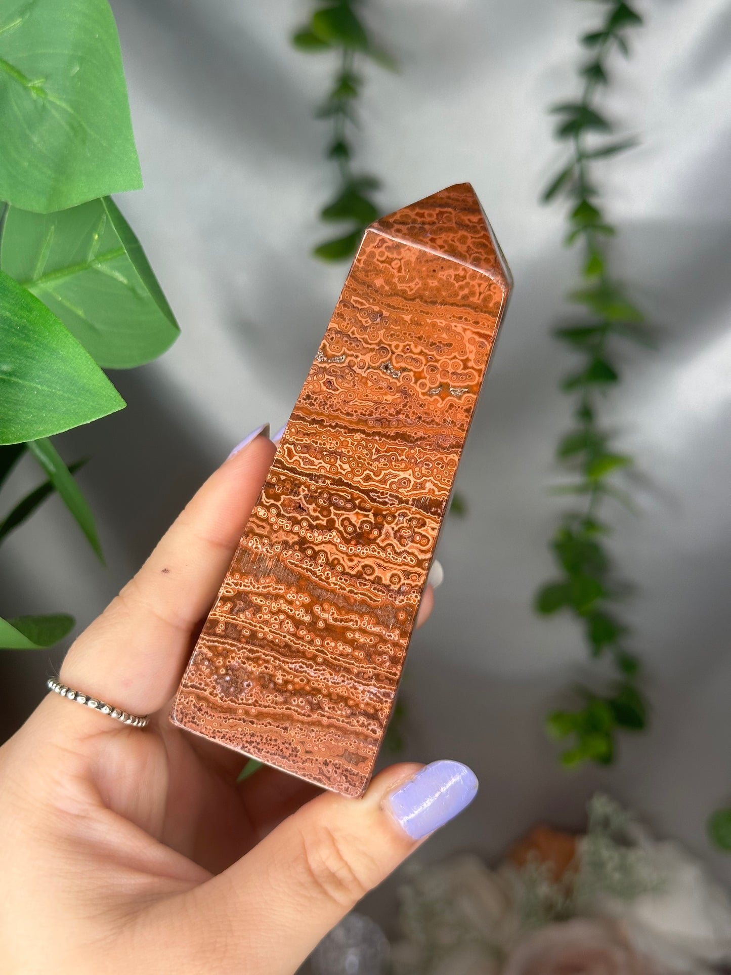 Deep Red Orbicular Jasper Tower