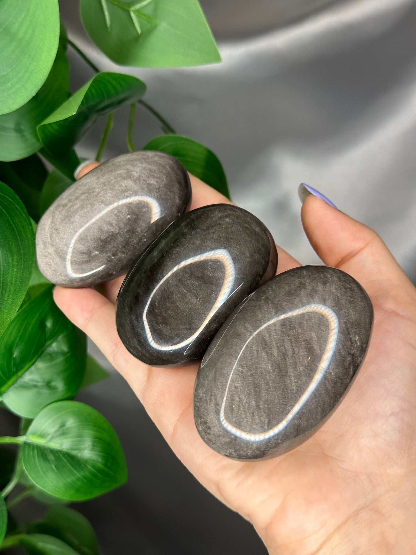 Silversheen Obsidian Palmstones