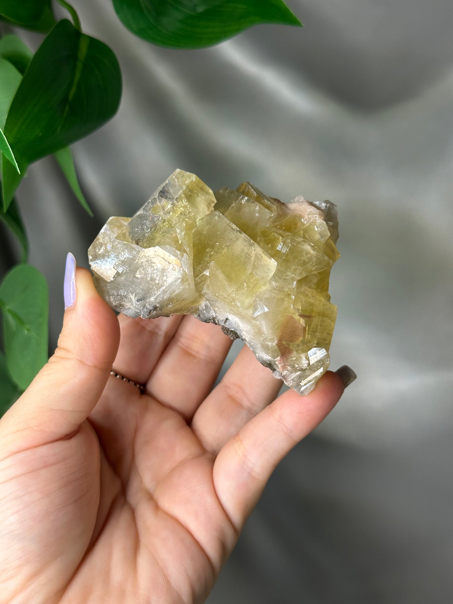 Green Cubic Apophyllite Cluster with Peach Stilbite