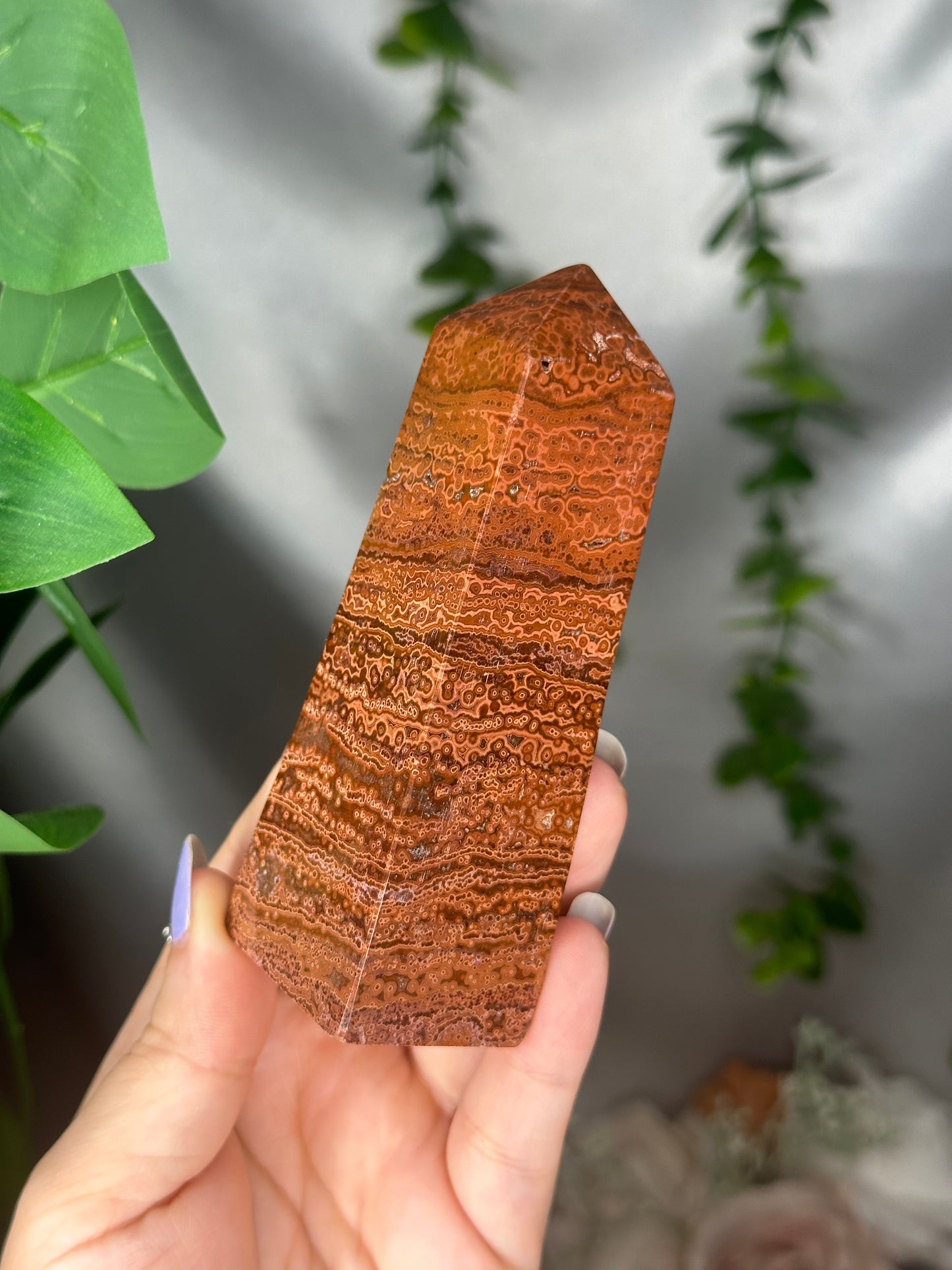 Deep Red Orbicular Jasper Tower